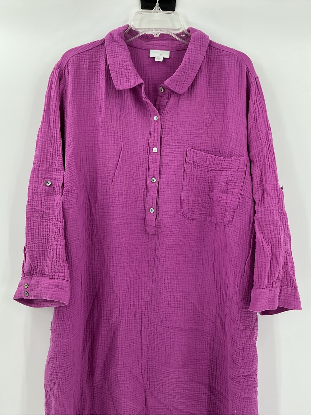 J. Jill Magenta Button-Front Tunic Dress - Picture 2 of 7